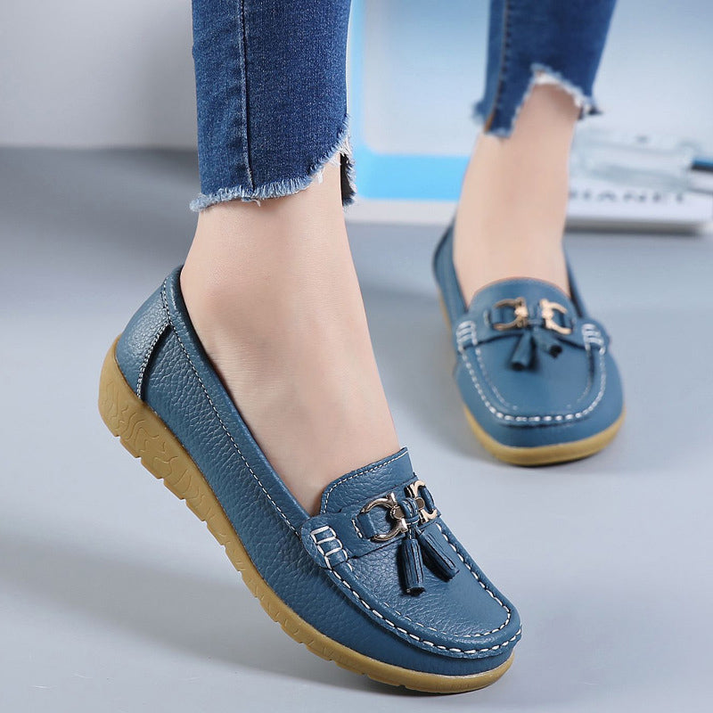 Dobeyping 2023 New Arrival Shoes Woman Genuine Leather Women Flats Slip On Women'S Loafers Female Moccasins Shoe Plus Size 35-44