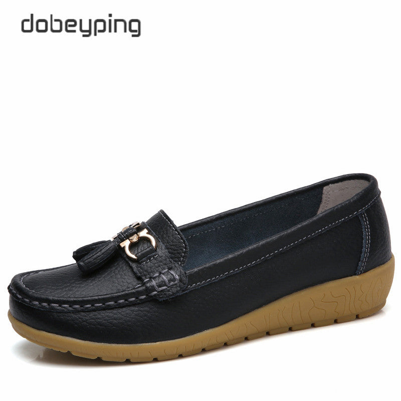 Dobeyping 2023 New Arrival Shoes Woman Genuine Leather Women Flats Slip On Women'S Loafers Female Moccasins Shoe Plus Size 35-44