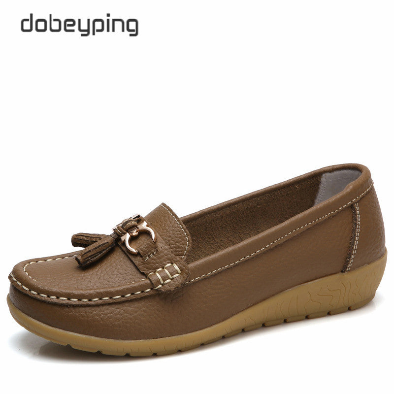 Dobeyping 2023 New Arrival Shoes Woman Genuine Leather Women Flats Slip On Women'S Loafers Female Moccasins Shoe Plus Size 35-44