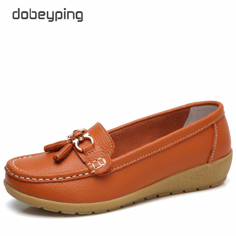 Dobeyping 2023 New Arrival Shoes Woman Genuine Leather Women Flats Slip On Women'S Loafers Female Moccasins Shoe Plus Size 35-44