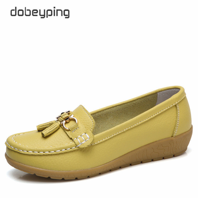 Dobeyping 2023 New Arrival Shoes Woman Genuine Leather Women Flats Slip On Women'S Loafers Female Moccasins Shoe Plus Size 35-44