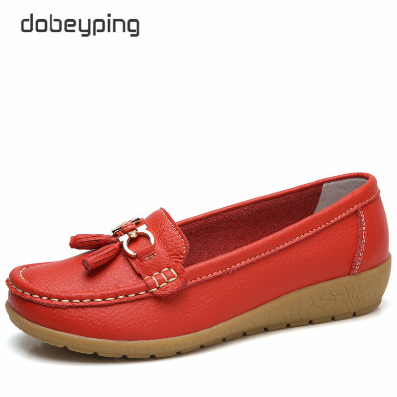 Dobeyping 2023 New Arrival Shoes Woman Genuine Leather Women Flats Slip On Women'S Loafers Female Moccasins Shoe Plus Size 35-44