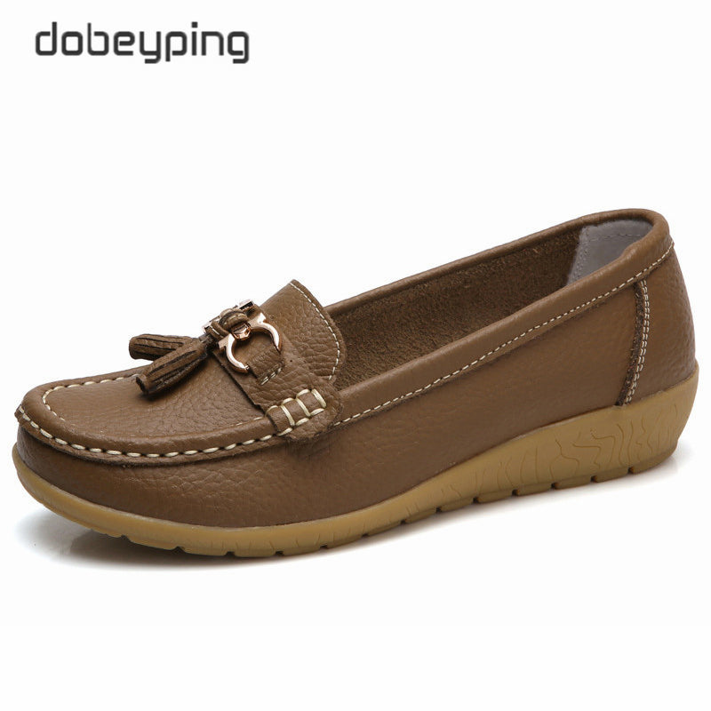 Dobeyping 2023 New Arrival Shoes Woman Genuine Leather Women Flats Slip On Women'S Loafers Female Moccasins Shoe Plus Size 35-44