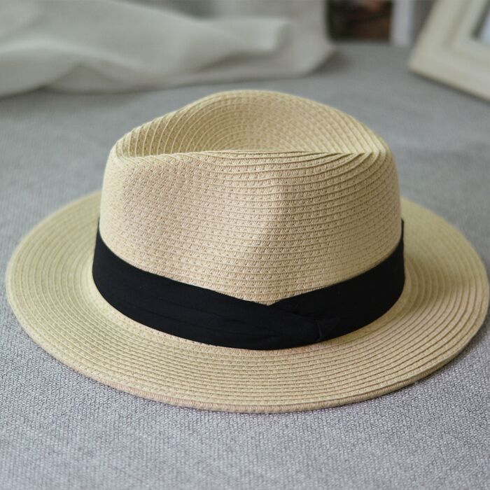 Jiangixhuitian 2020 Summer Unisex Sun Hat Casual Vacation Panama Straw Hat Women Wide Brim Beach Jazz Men Hats Foldable Chapeau