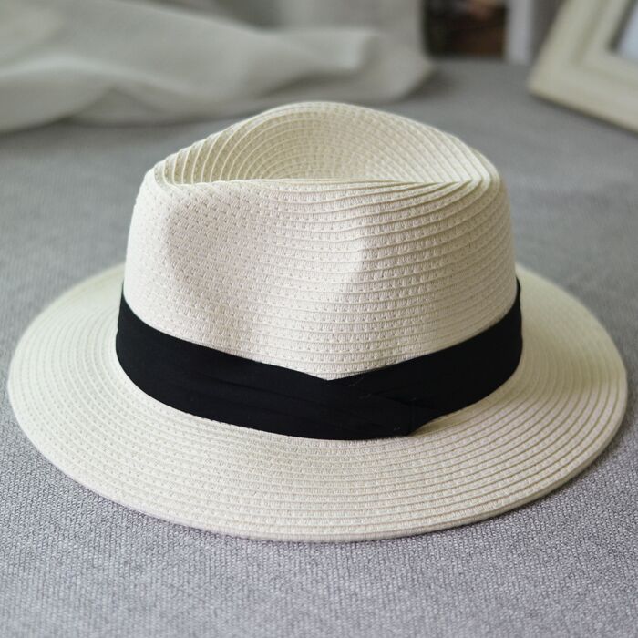 Jiangixhuitian 2020 Summer Unisex Sun Hat Casual Vacation Panama Straw Hat Women Wide Brim Beach Jazz Men Hats Foldable Chapeau