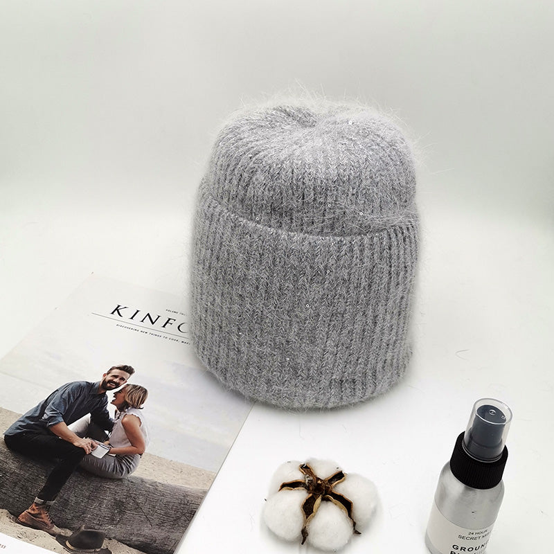 New Simple Rabbit Fur Beanie Hat For Women Winter Skullies Warm Gravity Falls Cap Gorros Female Cap