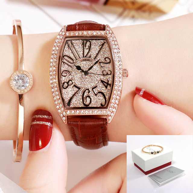 Relogio Feminino Gedi Fashion Unique Square Design Watch Top Brand Luxury Rhinestone Women Quartz Wristwatch  Bayan Kol Saati
