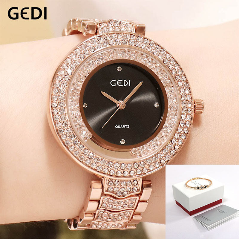 Reloj Femininos Gedi Watch Women Top Luxury Brand Rhinestone  Ladies Clock Fashion Women'S Watch Bracelet Female Wristwatch 2022