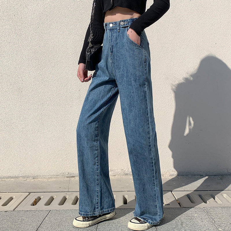 Streetwear High Waist Women'S Fashion Jeans Woman Girls Women Wide Leg Pants Trousers Female Trousers Denim Bagge Mom Jeans